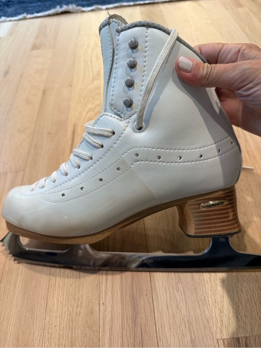 JACKSON White Women's Figure Ice Skate with Wooden Heel and Protege XP blades